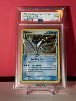 PSA 9 MINT Suicune GOLD STAR 115/115 Unseen Forces 2005 Pokemon Card - Image 1