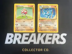 1999 Base Set Vintage Pokemon 2 Card Lot: Holo 1st Edition Machamp & Hitmonchan - Image 1