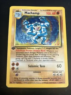 1999 Base Set Vintage Pokemon 2 Card Lot: Holo 1st Edition Machamp & Hitmonchan - Image 4