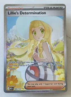 Lillie's Determination 184/132 Me01: Mega Evolution Holo Pokemon Tcg Card Clean - Image 1