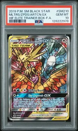 Pokemon Hidden Fates Moltres Zapdos Articuno GX ETB Promo Card #SM210 PSA 10 - Image 1