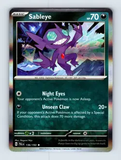Sableye SV02: Paldea Evolved Holo Rare 136/193 NM/LP Pokemon Cards - Image 1