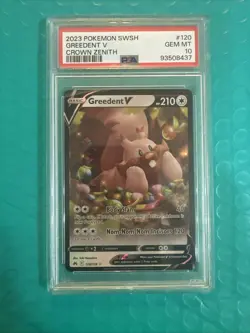 ??2023 Pokemon SWSH ?? Greedent V Crown Zenith PSA GEM MT 10 Card - Image 1