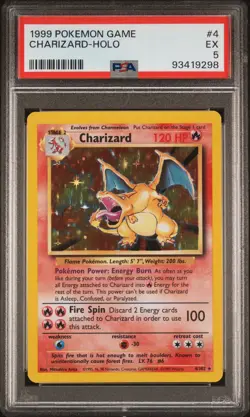 1999 POKEMON BASE SET UNLIMITED #4 CHARIZARD-HOLO PSA 5 - Image 1