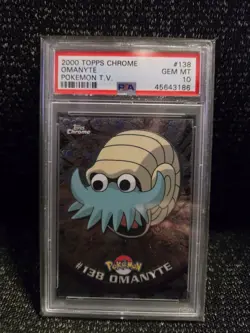 PSA 10 2000 Pokemon Game Topps Chrome Omanyte TV Rare Base Set Series 2 GEM MINT - Image 1