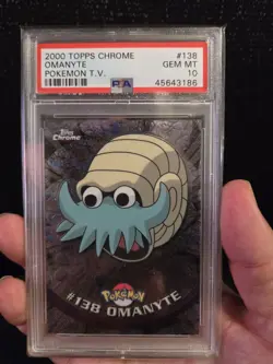 PSA 10 2000 Pokemon Game Topps Chrome Omanyte TV Rare Base Set Series 2 GEM MINT - Image 3