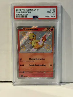 2024 POKEMON PAF EN-PALDEAN FATES SHINY RARE #109 CHARMANDER PSA 10 - Image 1