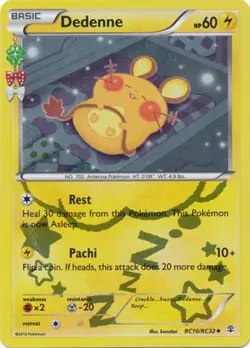 Moderately Played, English Pokemon Holo Dedenne - RC10/RC32 - Uncommon XY - Gene - Image 1