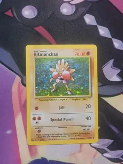Pokemon TCG Hitmonchan Base Set Holo Unlimited Rare Card 7/102 MP - Image 1