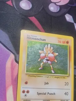 Pokemon TCG Hitmonchan Base Set Holo Unlimited Rare Card 7/102 MP - Image 3
