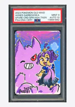 Pokemon PSA 9 AUTO 10 Spare Card Gengar Agnes Garbowska 2023 Old Maid - Image 1