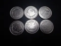 Pokemon Card Meiji Promo Battle Coin Silver x6 Chansey Clefairy etc #5693 PLAY - Image 1