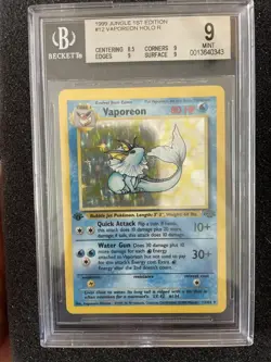 Pokemon TCG Vaporeon Jungle Holo Rare Card 12/64 First Edition BGS 9 - Image 1