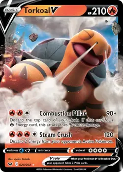 Torkoal V 024/202 Ultra Rare SWSH01: Sword & Shield Base Set Pokemon Card - Image 1