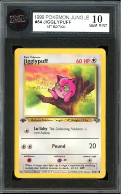 1999 Pokemon Jungle 1st Edition #54 JigglyPuff KSA 10 Gem Mint - Image 1