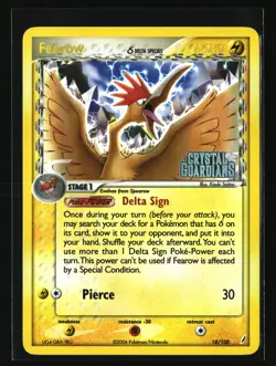 Pokemon FEAROW DELTA SPECIES 18/100 Reverse Holo Crystal Guardians NM/Near Mint - Image 1