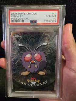 PSA 10 2000 Pokemon Game Topps Chrome Venonat TV Rare Base Set Series 1 GEM MINT - Image 3