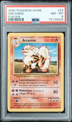 2000 Pokemon Italian Base Set Arcanine 23/102 PSA 8 NM-MT! LOW POP! - Image 1