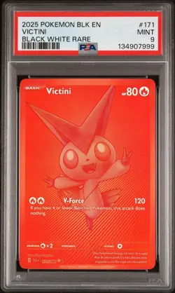 2025 Pokemon Blk En-Black Bolt #171 Victini Black White Rare PSA 9 MINT - Image 1