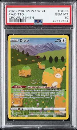 2023 POKEMON SWORD & SHIELD CROWN ZENITH #GG22 FULL ART/DITTO PSA 10 - Image 1