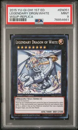 PSA 9 MINT Legendary Dragon of White WSUP-EN051 Secret Rare *4661 YUGIOH - Image 1