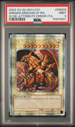 PSA 9 MINT The Winged Dragon of Ra LC01-EN003 QCR Promo Italian Error YUGIOH - Image 1