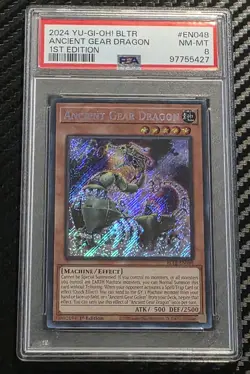 🔥🔥 2024 YUGIOH ANCIENT GEAR DRAGON SECRET RARE NM MINT PSA 8 🔥🔥 - Image 1