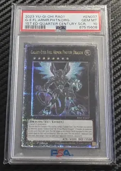2023 YUGIOH RA01 GALAXY ARMOR PHOTON DRAGON QUARTER CENTURY SECRET RARE PSA 10 - Image 1