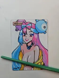 Hand-Painted MTG Mountain Alter - Iono Pokemon Fan Art, Custom Card by BAZAYO - Image 1