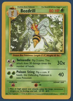 Pokemon Card - Beedrill - 17/102 Base Set Unlimited - Read Below - Image 1