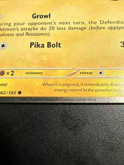 holographic Pikachu Pokemon trading card 062/193 from the Paldea Evolved set. - Image 3
