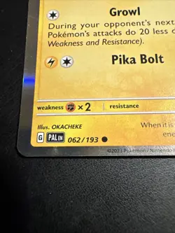 holographic Pikachu Pokemon trading card 062/193 from the Paldea Evolved set. - Image 4