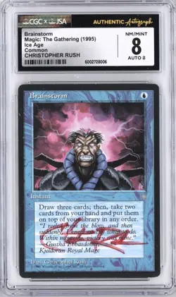 MTG Magic the Gathering Ice Age Brainstorm Signed Christopher Rush CGC JSA 8 bgs - Image 1