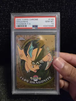 PSA 10 2000 Pokemon Game Topps Chrome Dragonite TV Rare Base Series 2 GEM MINT - Image 1