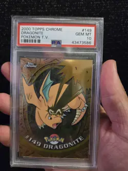 PSA 10 2000 Pokemon Game Topps Chrome Dragonite TV Rare Base Series 2 GEM MINT - Image 3