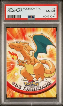 1999 TOPPS POKEMON TV #6 CHARIZARD PSA 8 - Image 1