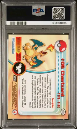 1999 TOPPS POKEMON TV #6 CHARIZARD PSA 8 - Image 2