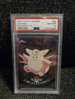 PSA 10 2000 Pokemon Game Topps Chrome ClefableTV Rare Base Series 1 GEM MINT - Image 1