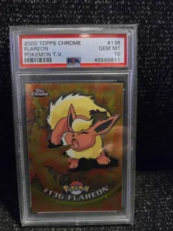 PSA 10 2000 Pokemon Game Topps Chrome Flareon TV Rare Base Set Series 2 GEM MINT - Image 1
