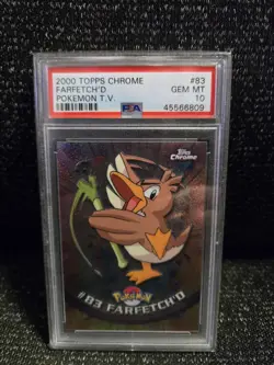 PSA 10 2000 Pokemon Game Topps Chrome Farfetch'd TV Rare Base Series 2 GEM MINT - Image 1