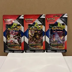 🔥3X Pokemon TCG Evolving Skies Chilling Reign 2-Pack Random Art/Pin Blister - Image 1