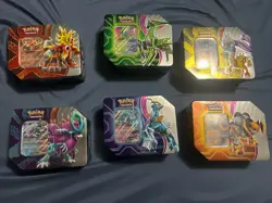 Pokemon TCG Paradox Destinies And Clash Tins Sealed Set Of 6 Gouging Fire - Image 1
