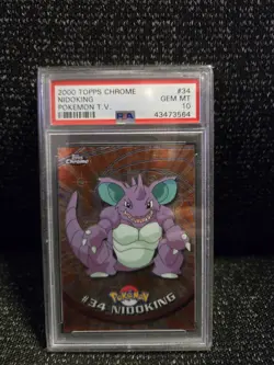PSA 10 2000 Pokemon Game Topps Chrome Nidoking TV Rare Base Series 1 GEM MINT - Image 1