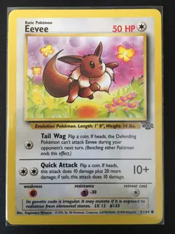 Pokemon Eevee Jungle Unlimited PSA 10 GEM MINT #51/64 1999 WOTC TCG Card - Image 1