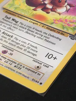 Pokemon Eevee Jungle Unlimited PSA 10 GEM MINT #51/64 1999 WOTC TCG Card - Image 3