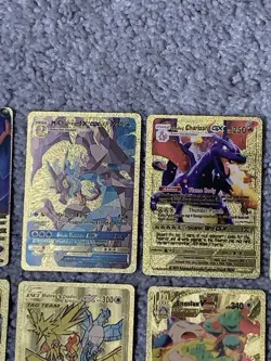 Set of 20 Pokemon Charizard,Snorlax,Gyarados&More Gold Foil Fan Art Cards NM! - Image 3