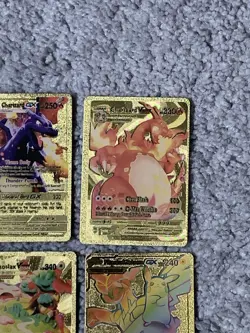 Set of 20 Pokemon Charizard,Snorlax,Gyarados&More Gold Foil Fan Art Cards NM! - Image 4