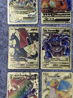 Set of 20 Pokemon Charizard,Snorlax,Gyarados&More Gold Foil Fan Art Cards NM! - Image 5