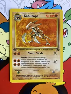 Kabutops 24/62 1st Edition Rare Non-Holo Fossil Set Pokemon Card MP/LP - Image 1
