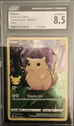 Pikachu 005/025 Full Art Celebrations Graded CGC 8.5 NM/Mint+ Pokemon 2021 Card - Image 1